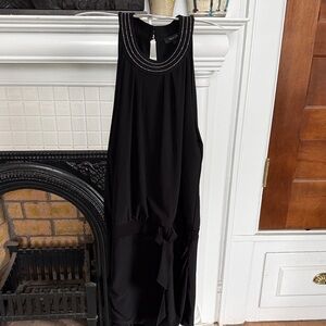 WHBM  Black Dress  with Embellished Neckline and drop waist .  Worn 2x